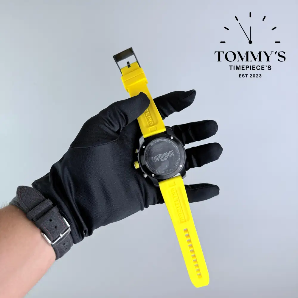 Clone Endurance Pro, 44mm Black Dial-Yellow Rubber Strap (Black Bezel) - Image 4