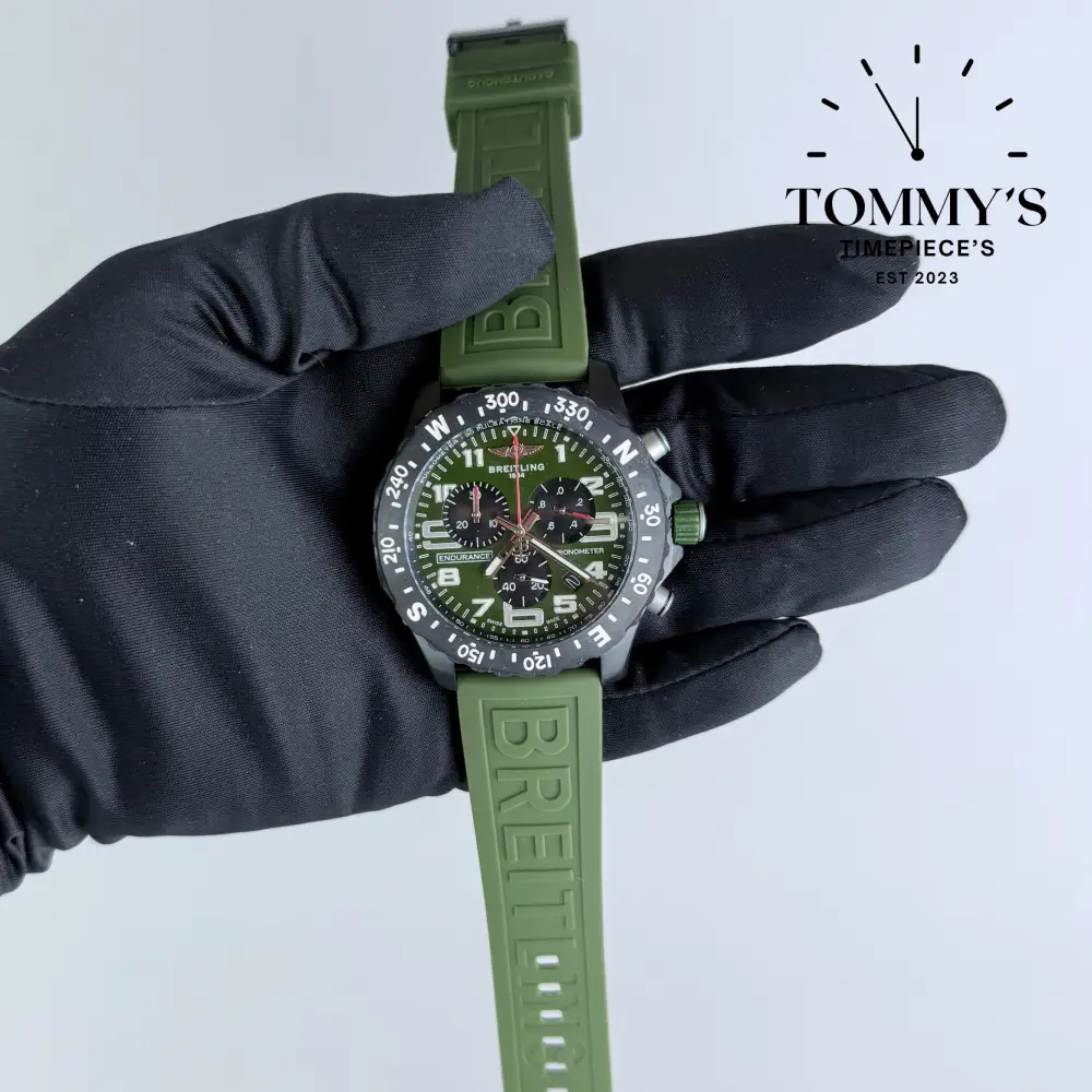 Clone Endurance Pro, 44mm Black Dial-Green Rubber Strap (Black Bezel)