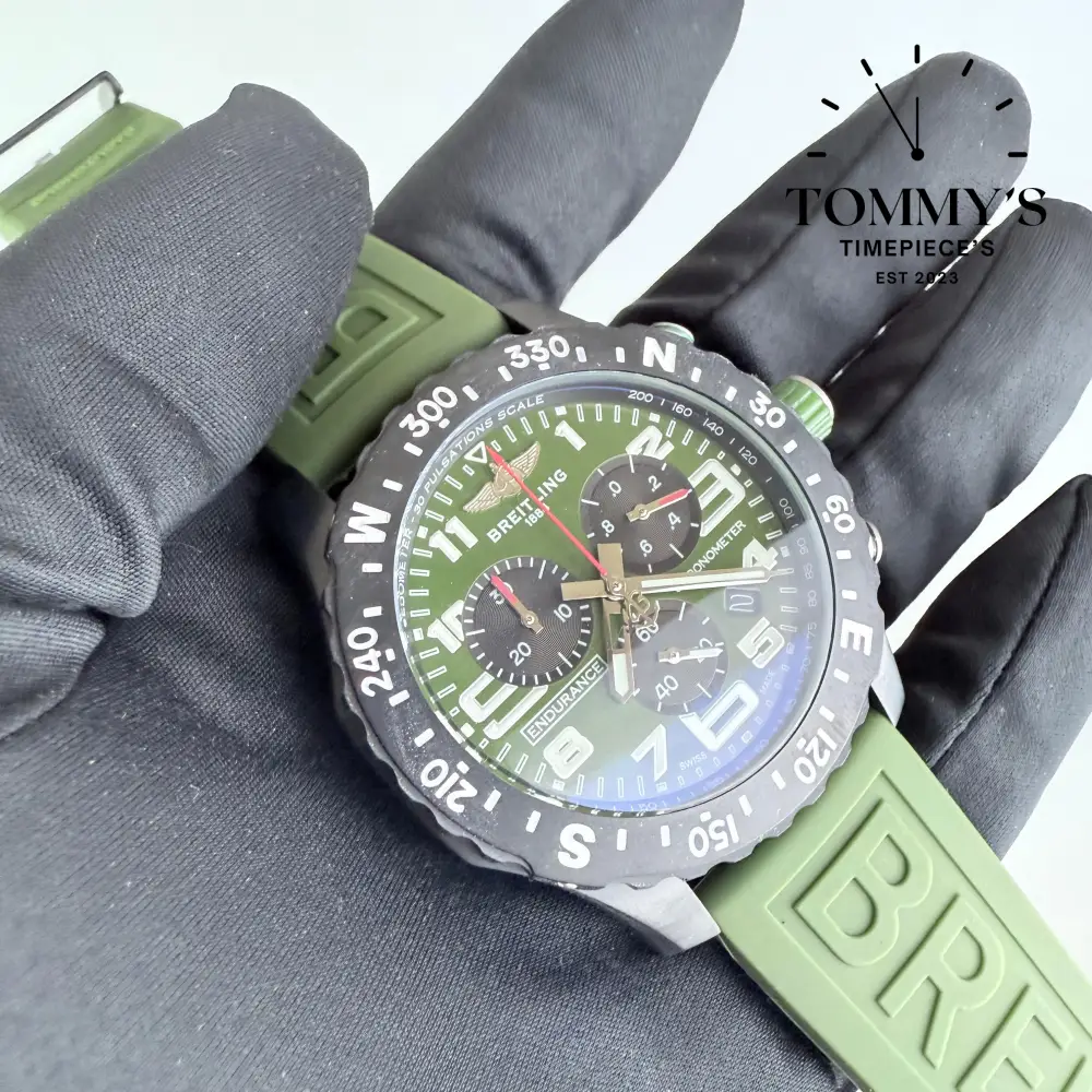 Clone Endurance Pro, 44mm Black Dial-Green Rubber Strap (Black Bezel) - Image 2
