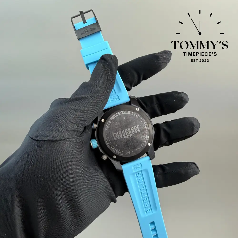 Clone Endurance Pro, 44mm Black Dial-Baby Blue Rubber Strap (Black Bezel) - Image 5