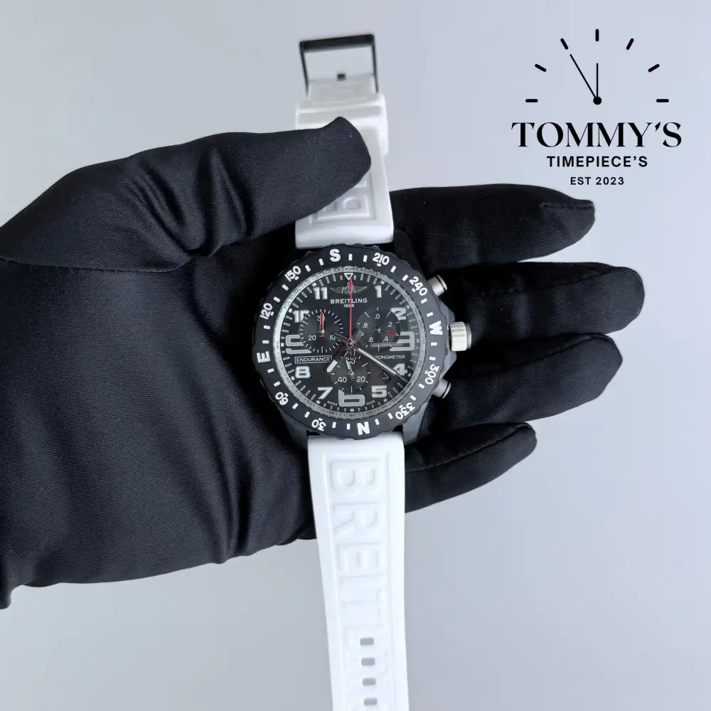 Clone Endurance Pro, 44mm Black Dial-White Rubber Strap (Black Bezel)