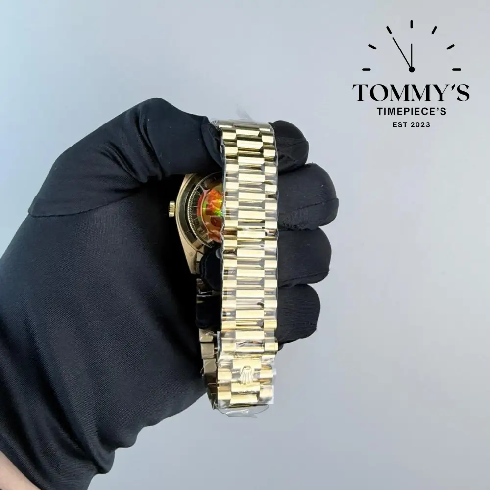 QF Superclone Day-Date (228238), 40mm Black Baguette Diamond Dial-Presidential Bracelet (Fluted Bezel) - Image 5