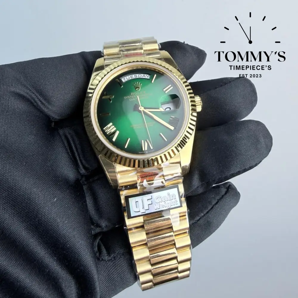 QF Superclone Day-Date (228238), 40mm Green Ombré Roman Dial-Presidentail Bracelet (Fluted Bezel) - Image 3