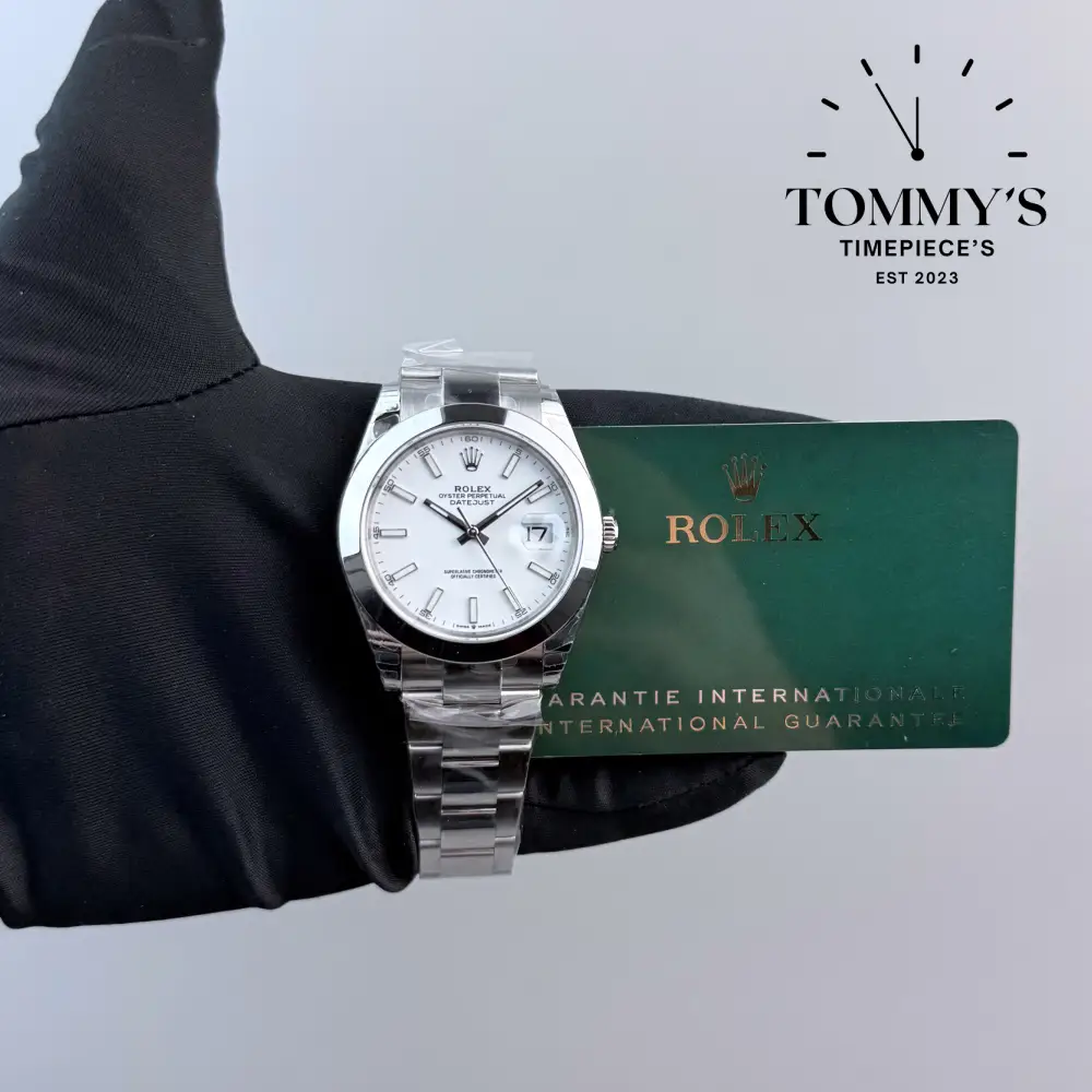 Superclone Datejust 41, (126300) 41mm White Dial-Oyster Bracelet (Smooth Bezel)