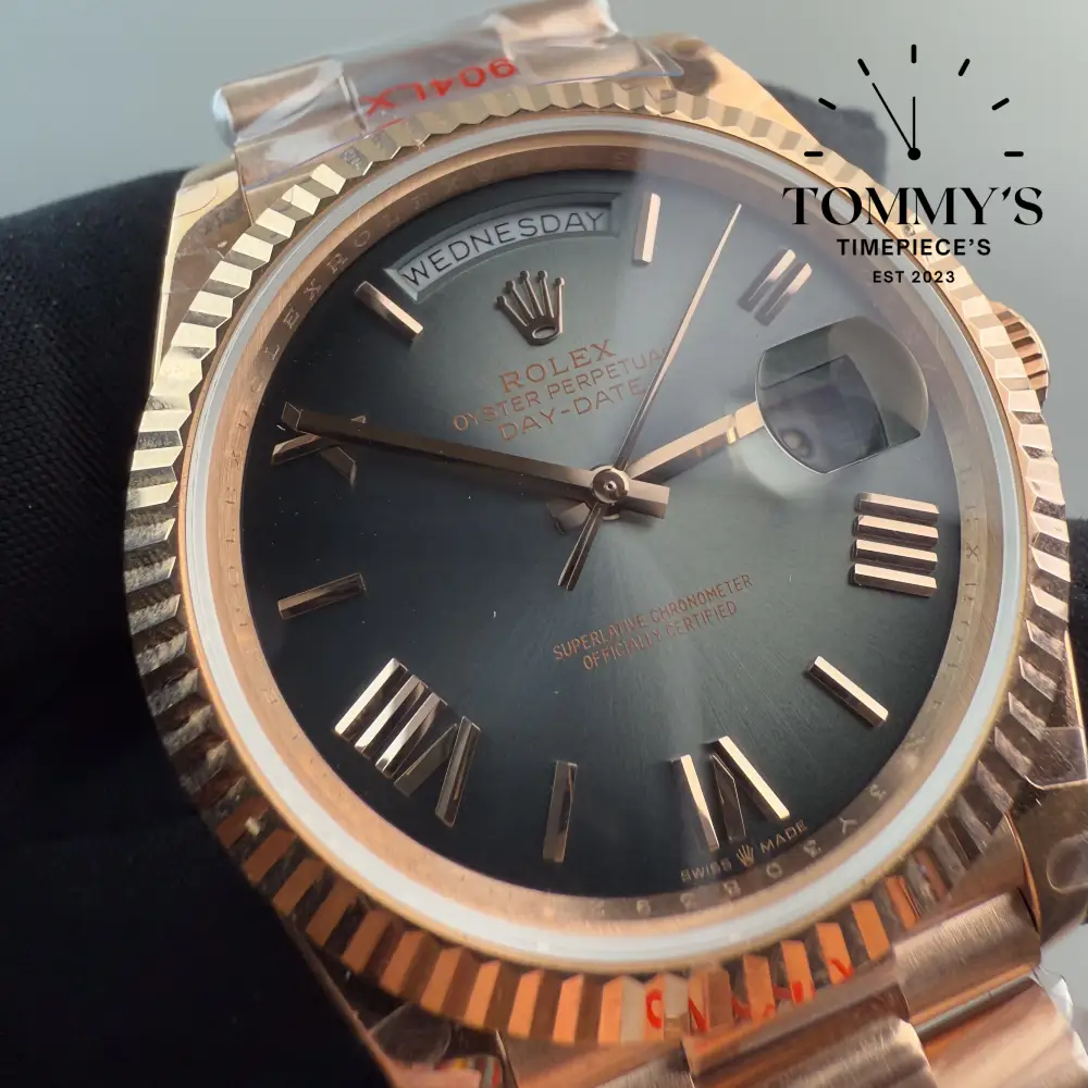 Superclone Day Date, (228235) 40mm Slate Ombré with Oscars Dial-President Bracelet (Everose Gold Fluted Bezel) (Tungsten Exact Weight) - Image 2