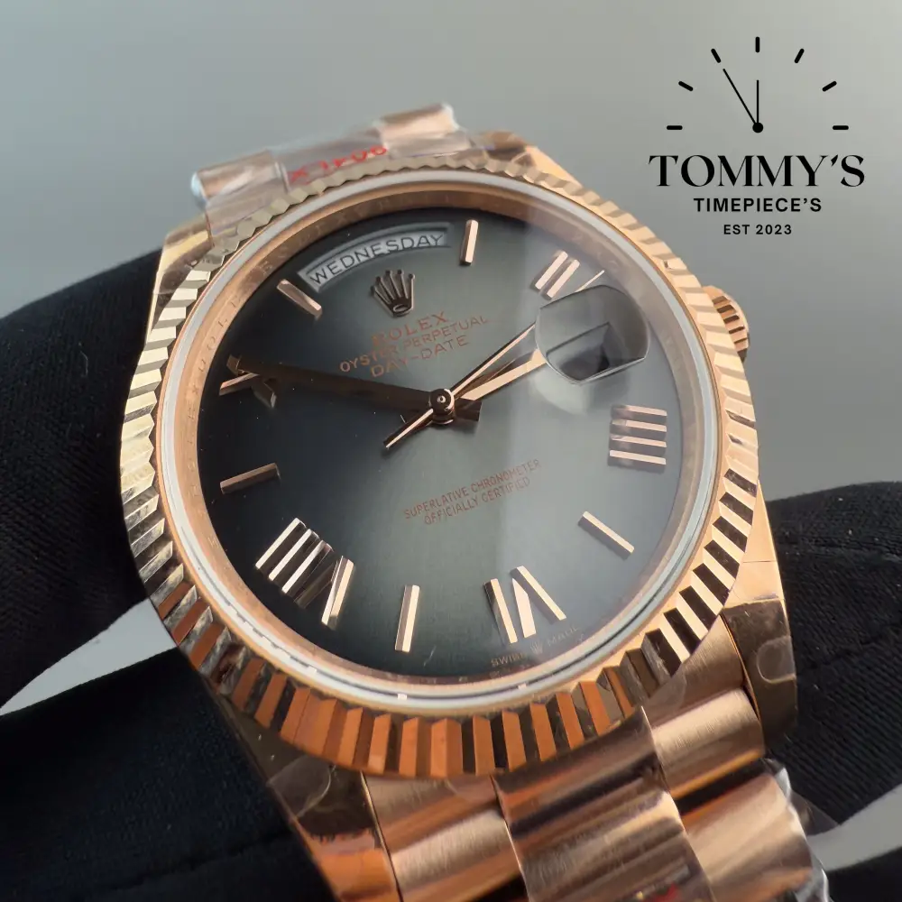 Superclone Day Date, (228235) 40mm Slate Ombré with Oscars Dial-President Bracelet (Everose Gold Fluted Bezel) (Tungsten Exact Weight) - Image 3
