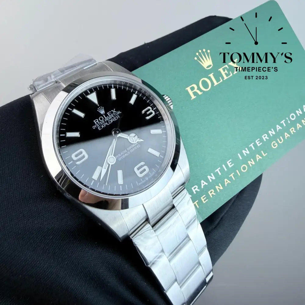 Superclone Explorer (224270), 40mm Black Dial-Oyster Bracelet (Silver Smooth Bezel) - Image 2