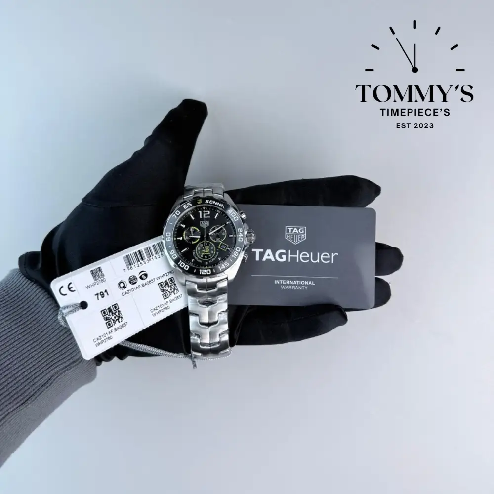 Superclone Formula 1 x Senna Quartz Chronograph (CAZ101AF.BAO637) 43mm Sunray-Brushed Anthracite Dial-Solid Stainless Steel Bracelet (Black Fixed Tachymeter Bezel)
