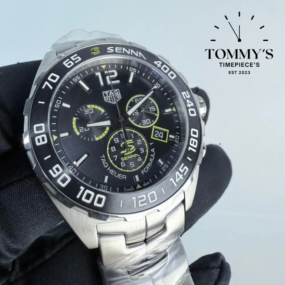 Superclone Formula 1 x Senna Quartz Chronograph (CAZ101AF.BAO637) 43mm Sunray-Brushed Anthracite Dial-Solid Stainless Steel Bracelet (Black Fixed Tachymeter Bezel) - Image 3