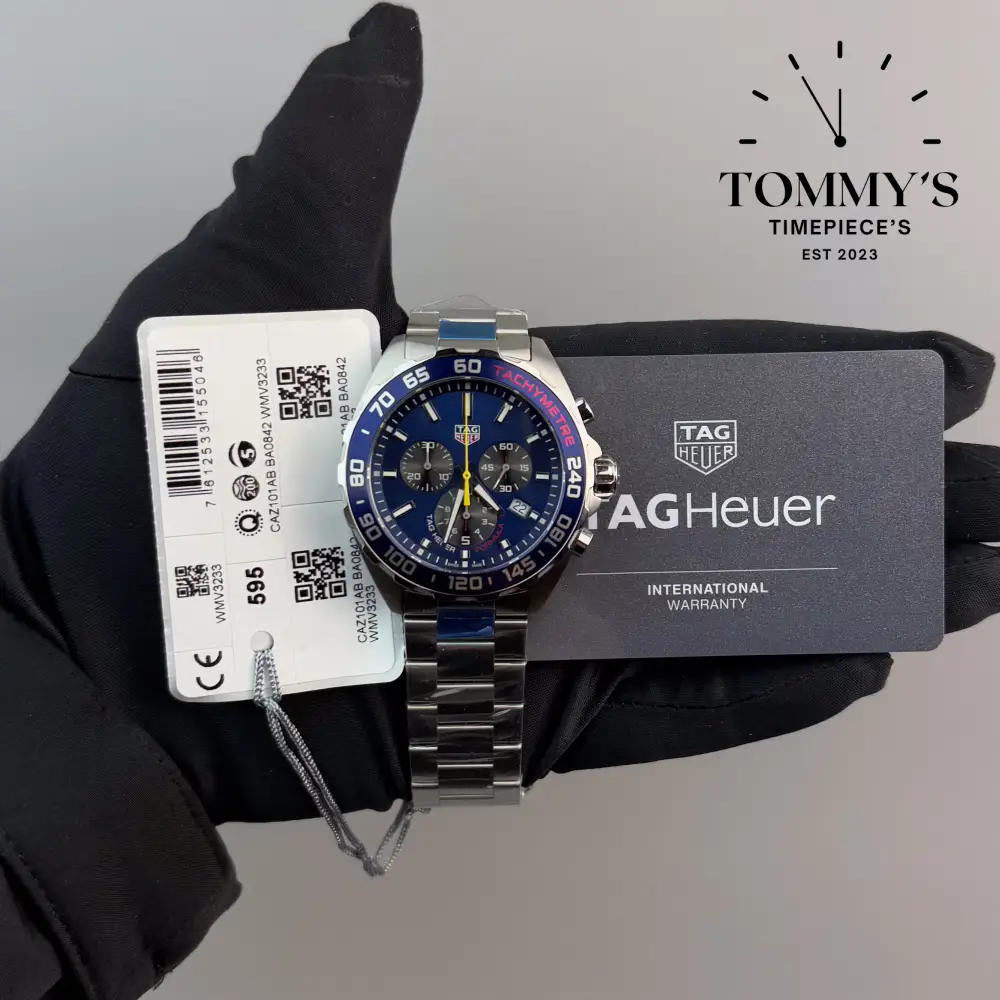 Superclone Formula 1 Chronograph x Red Bull, (CAZ101AK.BA0842) 43mm Classic Blue Dial-Steel Bracelet (904L Stainless Steel)