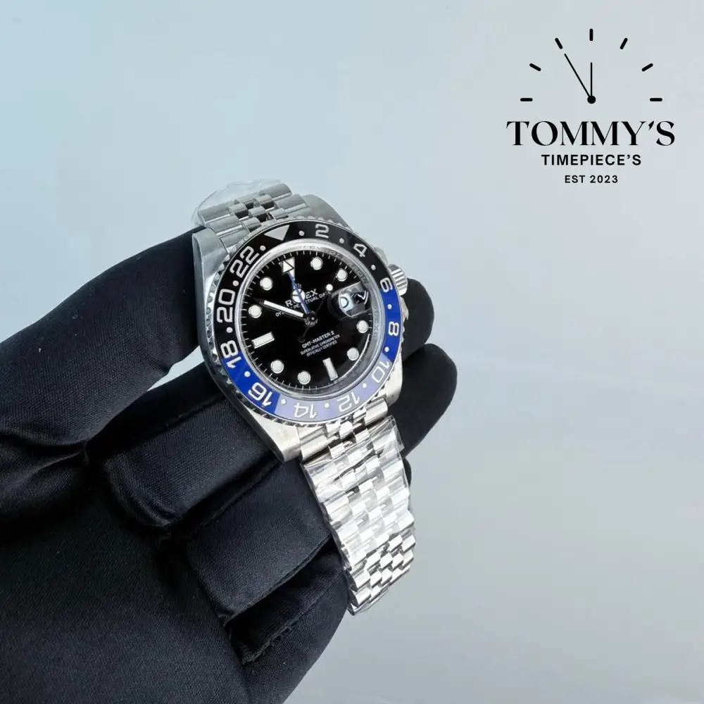 Superclone GMT-Master II "Batgirl", (126710BLNR) 40mm Black Dial-Jubilee Bracelet (Blue/Black Ceramic Bezel) - Image 3