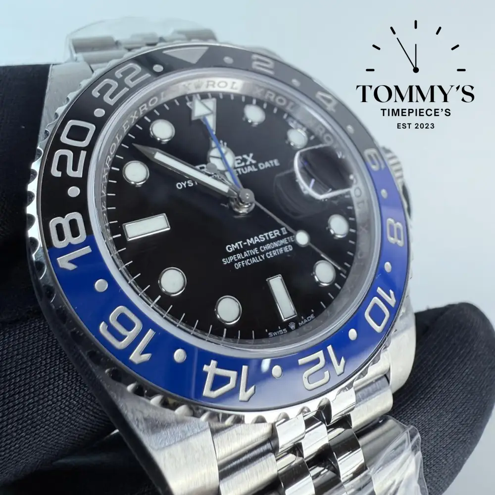 Superclone GMT-Master II "Batgirl", (126710BLNR) 40mm Black Dial-Jubilee Bracelet (Blue/Black Ceramic Bezel) - Image 4
