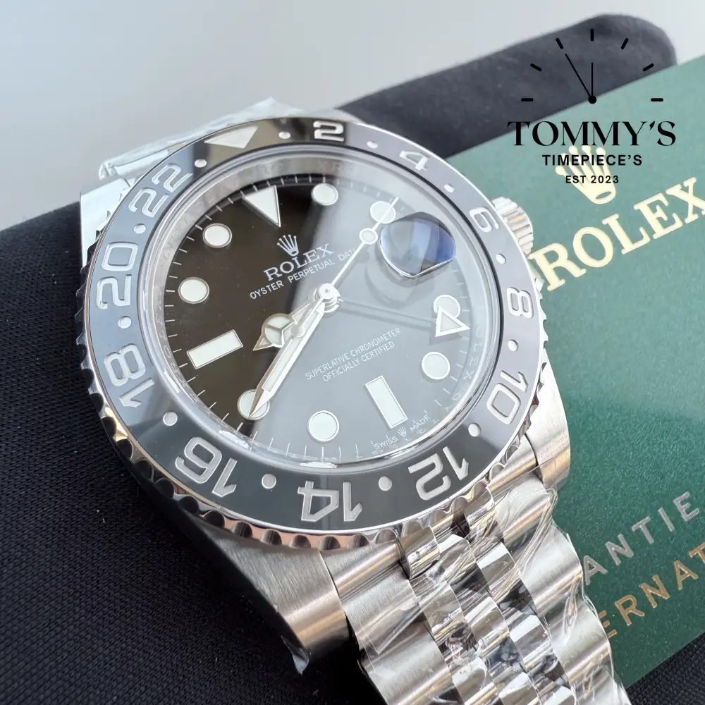 Superclone GMT Master 2 Bruce Wayne, (126710GRNR) 40mm Classic Black Dial-Jubilee Bracelet (Black Grey Bezel) - Image 2
