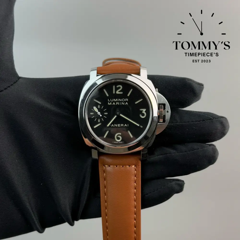 Superclone Luminor Marina, (PAM01312) 44mm Black Sandwich Dial-Black Alligator Strap (Brushed Steel Case)