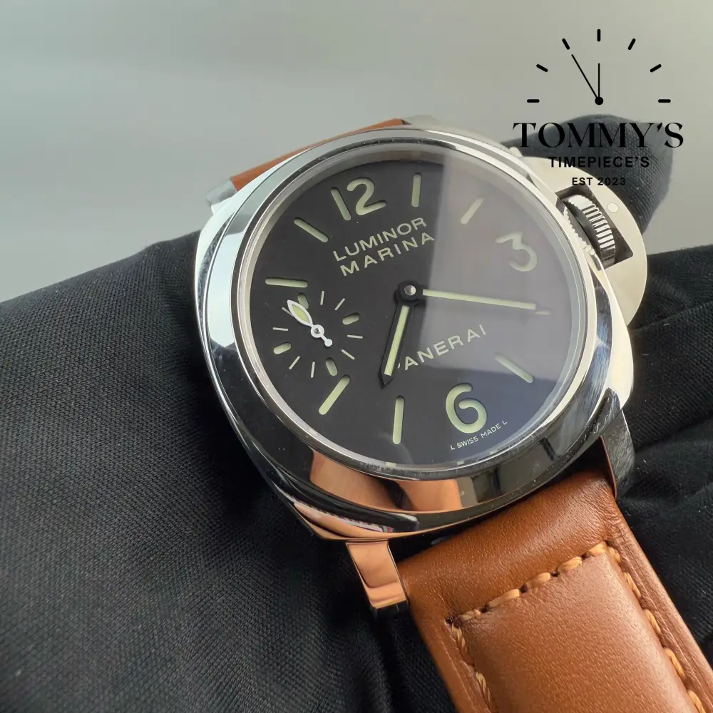 Superclone Luminor Marina, (PAM01312) 44mm Black Sandwich Dial-Black Alligator Strap (Brushed Steel Case) - Image 2