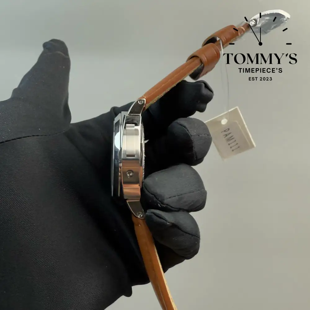 Superclone Luminor Marina, (PAM01312) 44mm Black Sandwich Dial-Black Alligator Strap (Brushed Steel Case) - Image 3