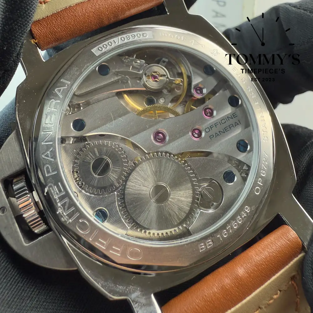 Superclone Luminor Marina, (PAM01312) 44mm Black Sandwich Dial-Black Alligator Strap (Brushed Steel Case) - Image 4
