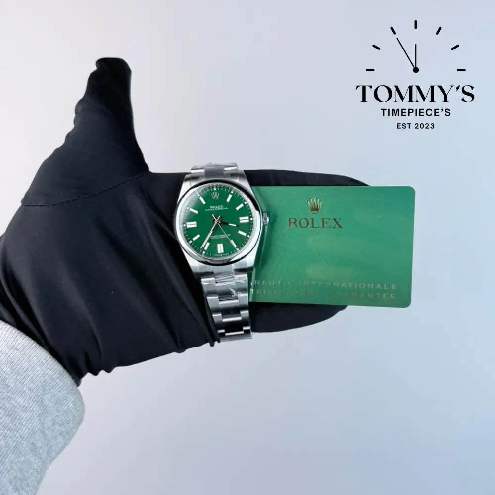 Superclone Oyster Perpetual (124300), 41mm Green Dial-Oyster Bracelet (Smooth Silver Bezel)