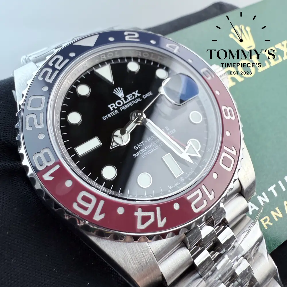 Superclone GMT-Master II "Pepsi", (126710BLRO) 40mm Black Dial-Jubilee Bracelet (Red/Blue Ceramic Bezel) - Image 2