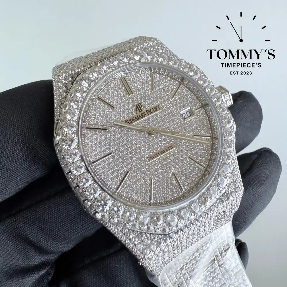 Superclone Royal Oak Selfwinding, (15500ST) 41mm Full Moissanite Pave Dial-Moissanite Set Bracelet - Image 2