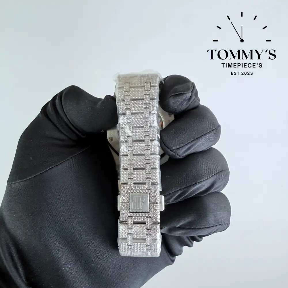 Superclone Royal Oak Selfwinding, (15500ST) 41mm Full Moissanite Pave Dial-Moissanite Set Bracelet - Image 4
