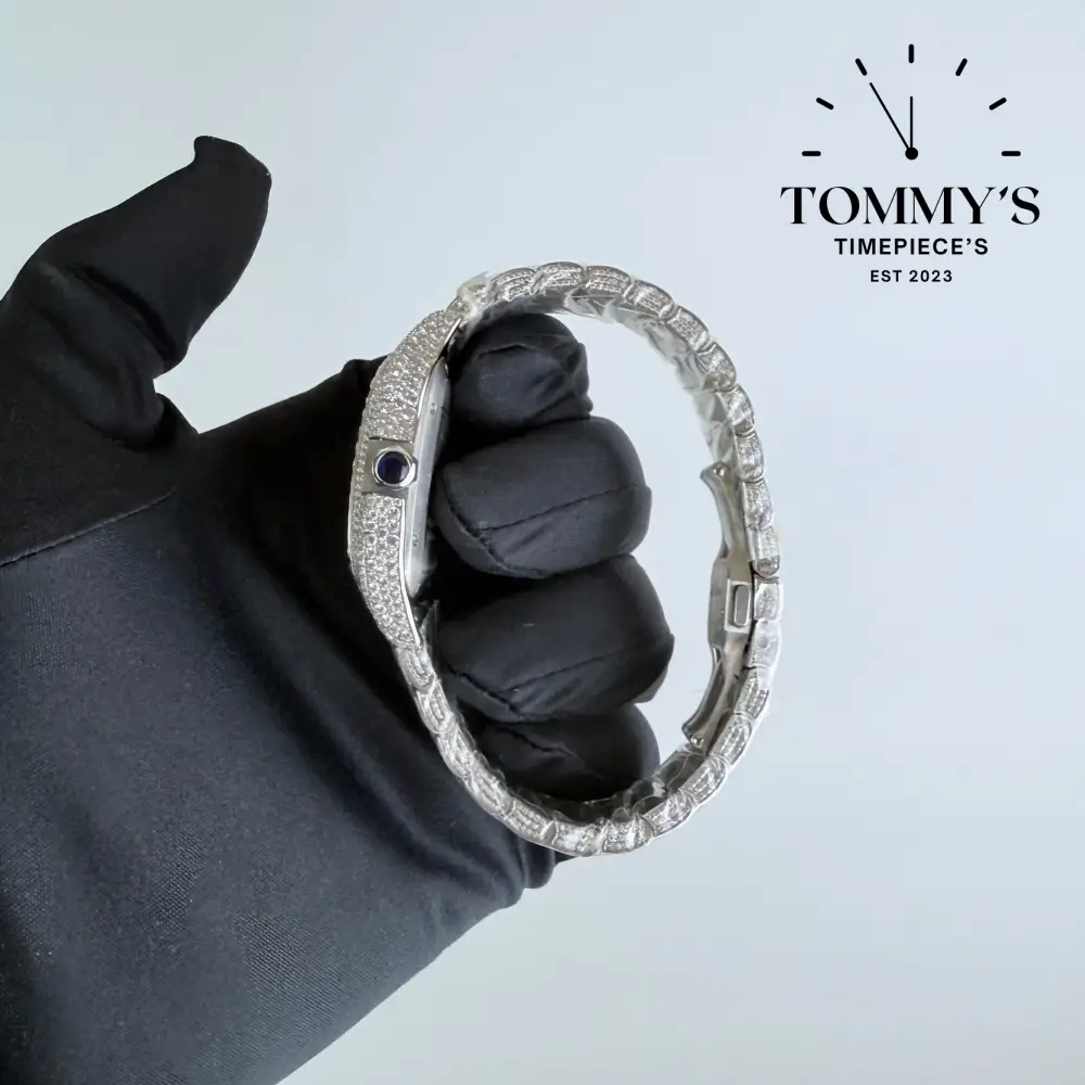 TW Superclone Santos de Cartier Large Model, (WSSA0018) 40mm Full Moissanite Pave Dial-Moissanite Set Bracelet - Image 3