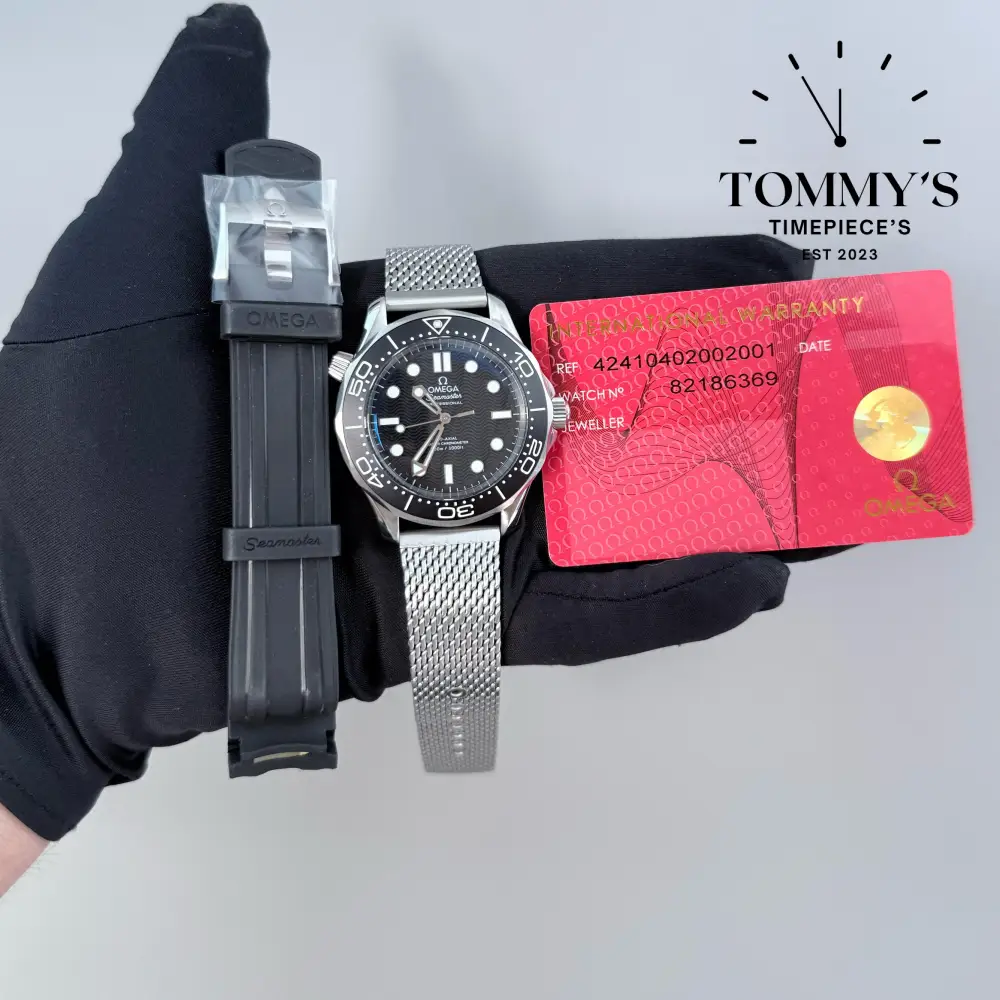 VSF Superclone Seamaster Diver 300M, 42mm Black Ceramic Wave Dial-Solid Stainless Steel Bracelet [Free Rubber Strap]
