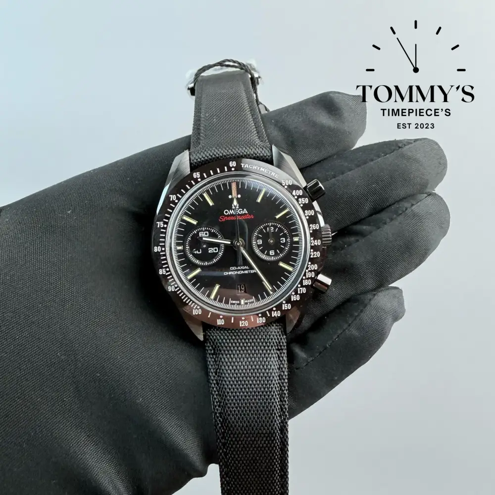 N1 Superclone Speedmaster Dark Side of the Moon, (311.92.44.51.01.003) 44.25mm Black Dial-Black Leather Strap (904L PVD Case)
