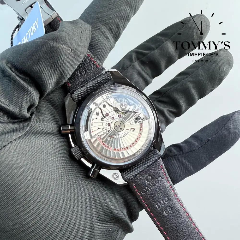 N1 Superclone Speedmaster Dark Side of the Moon, (311.92.44.51.01.003) 44.25mm Black Dial-Black Leather Strap (904L PVD Case) - Image 4
