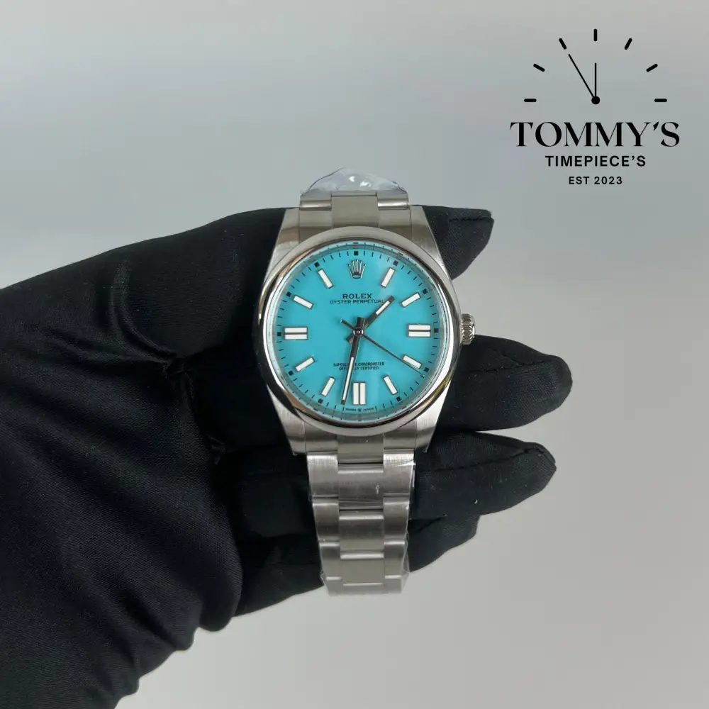 Superclone Oyster Perpetual 41, (124300) 41mm Turquoise Blue "Tiffany" Dial-Oyster Bracelet (Smooth Bezel)