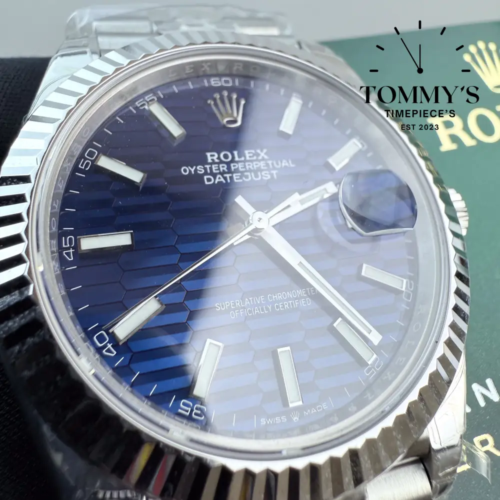 Superclone Datejust 41, (126334) 41mm Blue Fluted Motif Dial-Jubilee Bracelet (Fluted Bezel) - Image 3