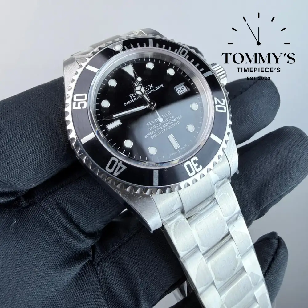 V9 Superclone Sea-Dweller (16600), 40mm Black Dial-Oyster Bracelet (Black Aluminium Bezel) - Image 2